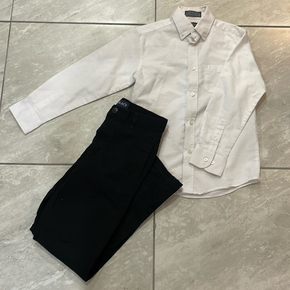 Nautica long sleeve white shirt and black pants